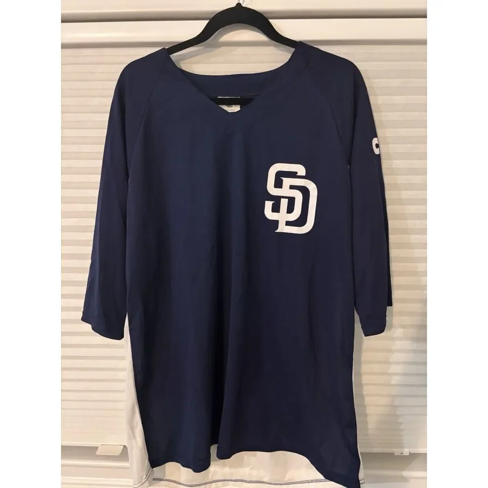 San Diego Padres SGA 3/4 Sleeve Jersey Blue Mens Size XL Adult Giveaway - Picture 2 of 8